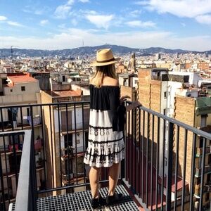 PPLA Off-Shoulder Tie Dye Dress